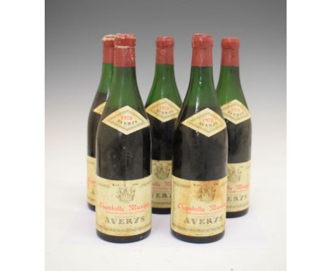 Wines &amp; Spirits - Five bottles of Chambolle Musigny Averys 1970 table wine (5)  