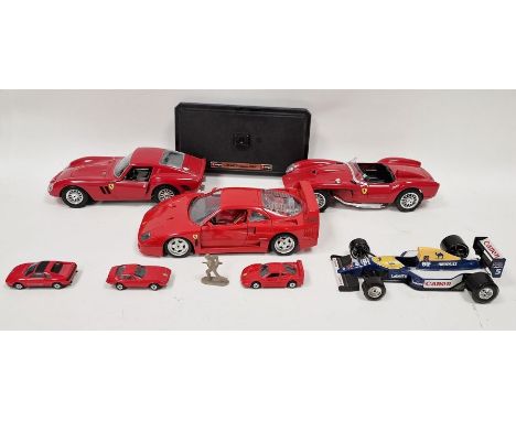 Seven loose mainly Burago unboxed diecast model cars to include 1/18 scale Ferrari 250 Testa Rosa (1957), 1/18 scale Ferrari 