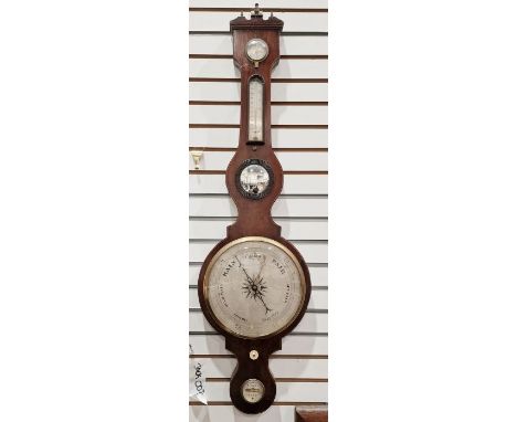 Late Georgian banjo barometer in mahogany case by G Beri of Leek, 108cm&nbsp;Condition ReportSurface scratches, scuffs and kn