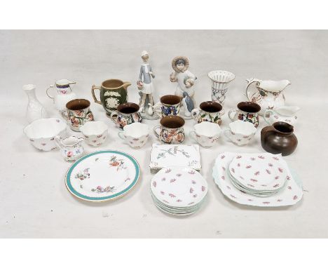 Shelley 'Rosebud' part tea service&nbsp;comprising four teacups, six saucers, milk jug, sugar bowl, two-handled rectangular c