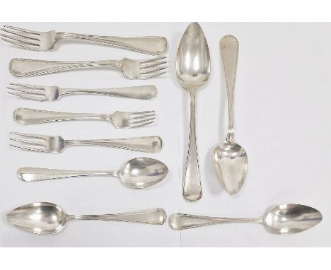 Selection of Dutch silver tableware, comprising two larger spoons engraved to handle and dated 1906, two forks engraved to ha