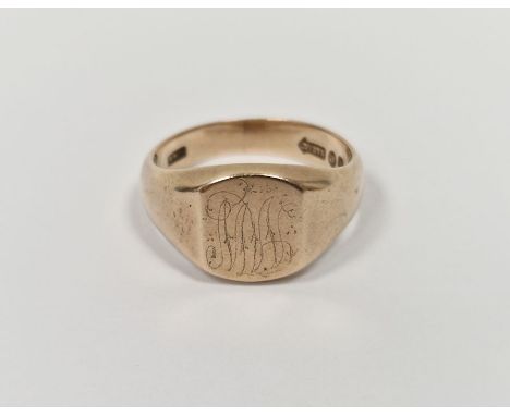 Gent's 9ct gold signet ring, 8.5g approx.&nbsp;