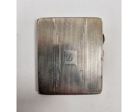 1930's silver cigarette case, engine-turned, initialled 'L', engraved inside 'Lilie Easter 1936', Birmingham 1933, maker Jose