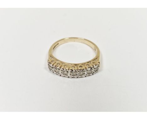 9ct gold seven-stone diamond ring, illusion set, 2.9g&nbsp;