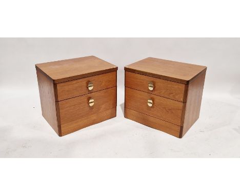 Pair of vintage Stag bedside chests of drawers, each having two drawers, measuring approximately 49cm high x 57cm wide x 44cm