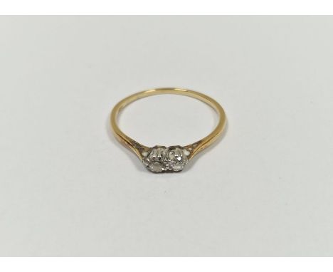 18ct gold two-stone diamond ring, each stone claw set&nbsp;