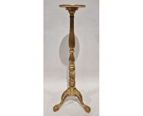 Gilt torchere stand on scroll supports&nbsp;