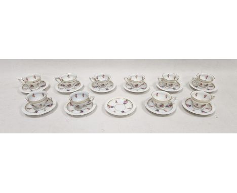 Rosenthal part coffee service, early 20th century, printed green marks, printed with the 'Maria' pattern with band of rose an