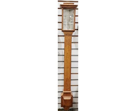 Mid 19th century oak cased stick barometer&nbsp;by T Underhill, 24 Corporation Street, Manchester, of plain form, 103cm&nbsp;