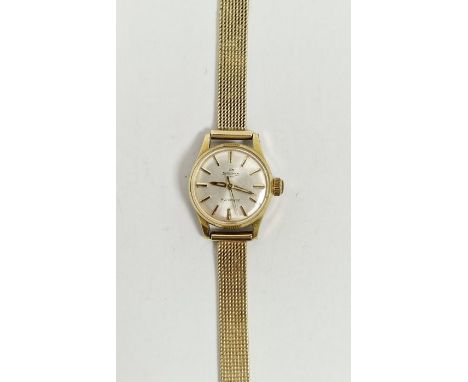 Vintage Silvana automatic ladies wristwatch, on later 14ct gold mesh bracelet, the case back numbered 7430, gross weight appr