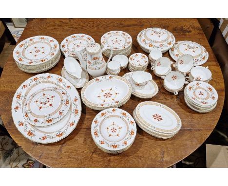 Royal Worcester 'Chamberlain Prince Regent 1811'&nbsp; part dinner service, printed iron-red marks, circa 1967, comprising a 