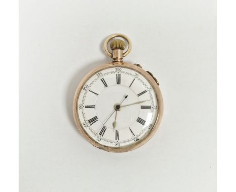 9K gold cased repeater pocket watch, the enamel dial with Roman numerals denoting hours, caseback stamped 9K, approximately 8