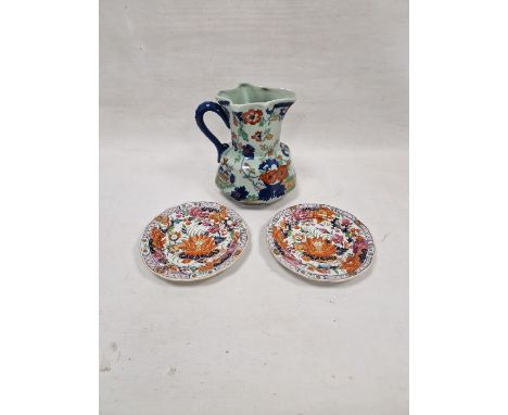 Reproduction Ironstone-style Hydra jug&nbsp;printed and painted in the Imari palette, 24.5cm high and a pair Masons Ironstone