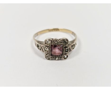 Early 20th century 9ct gold, silver and paste set ring,1.8g total approx.&nbsp;