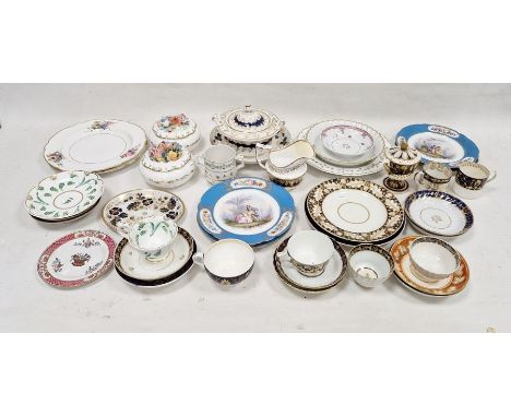 Group of English and Continental porcelain, circa 1790 and later, various printed and painted marks, including a Derby two-ha