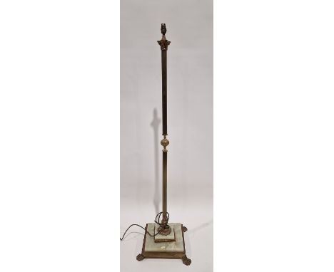 Gilt metal and onyx standard lamp&nbsp;with square base&nbsp;
