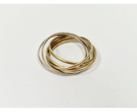 18ct three-colour gold Russian-style wedding ring with six intertwining bands, 4.6g approx., boxed&nbsp;Condition ReportSize 