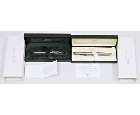 Two vintage commemorative Concorde ballpoint pens&nbsp;by Cross, both housed in original boxes, one with compliments document