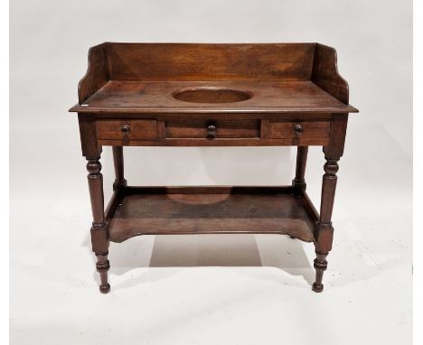 Victorian mahogany wash stand, with galleried top, two short frieze drawers over a fitted under tier, approximately 91cm high