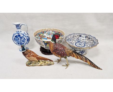 Beswick pottery model of a pheasant, with impressed model no 1225, 23cm long&nbsp;an Italian resin model of pheasant with gil