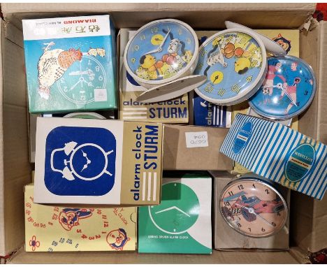 Assortment of vintage children's alarm clocks&nbsp;to including a Smith Sooty &amp; Sweep clock and examples by West Clox and