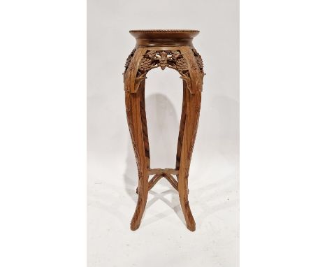 Chinese carved jardiniere stand, 29cm diameter x 91.5cm high&nbsp;