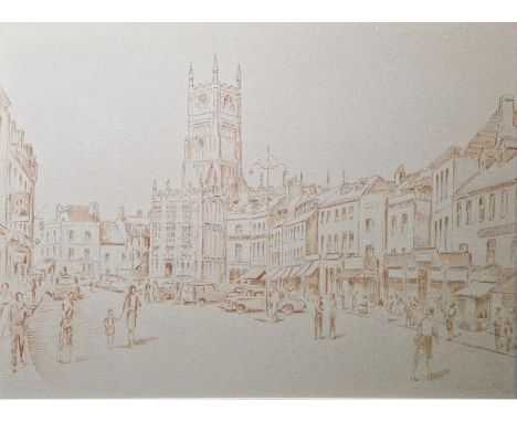 A Victor Coverley-Price (1901-1988)Pencil and wash sketch drawing for a watercolourCirencester Marketplace, signed lower righ