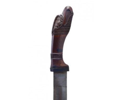 dating: circa 1900 provenance: Giava, Curved, single-edged blade with groove and fuller, engraved with floral and geometrical