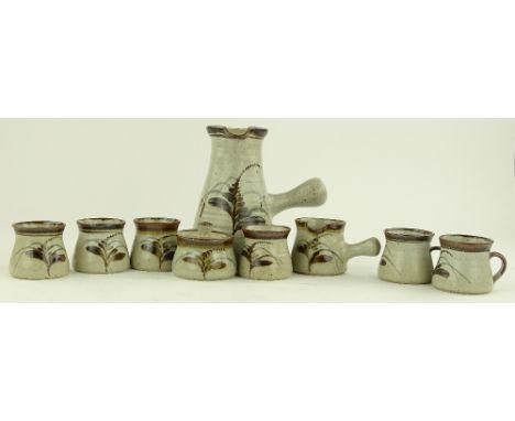 A David Leach Studio Pottery teaset, painted foxglove design.