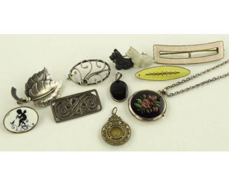 Silver and enamel jewellery, etc.