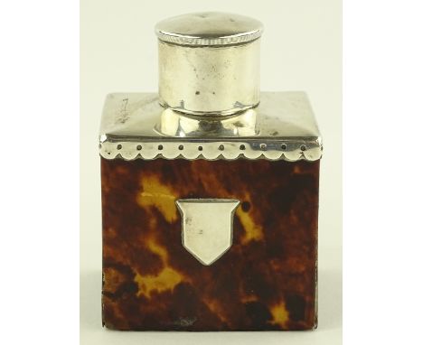 A Victorian silver and tortoiseshell tea caddy, Chester 1893, height 9cm.