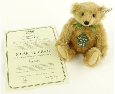 A Steiff musical bear, 1990/91 for Harrods, no. 49/2000, boxed with certificate.