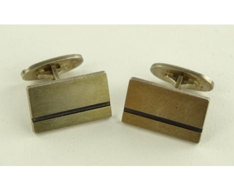A pair of Georg Jensen sterling silver rectangular cufflinks.