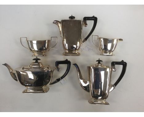 An Art Deco style silver plated, five piece tea service (5)