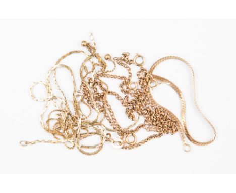 Various 9ct gold chain necklaces, some a/f, total gross weight approx 16gms 