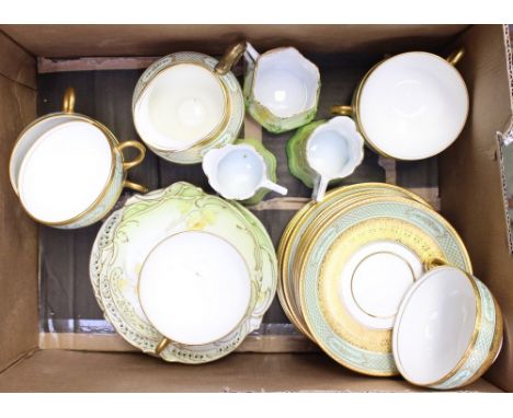 A Royal Doulton for Harrods part tea service, ref: RD 4481, with a Continental hand painted part tea service 