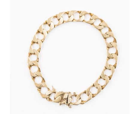 A 9ct gold gentlemen's bracelet, safety chain missing, box clasp and figure of eight safety clasps, length approx  9'', weigh