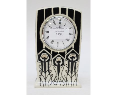 Moorcroft Peacock and black clock, 17 cm high approx 