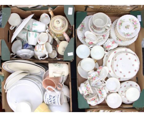 A Royal Albert 'Moss Rose', tea set, together with another tea set, an Art Deco part tea set, a Crown Ducal part coffee servi