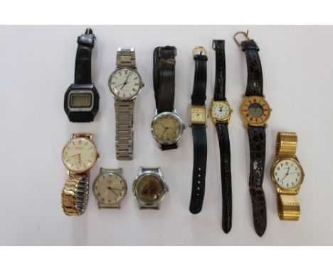 A gentleman's prima gold plated wind bracelet watch, a vintage Timex bracelet 1940s, solo watch Buler, and six other watches 