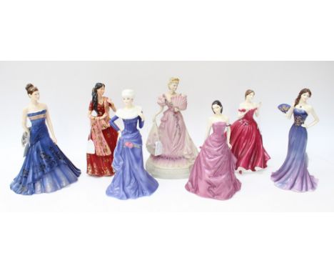 Four Royal Worcester lady figurines, Midsummer Waltz, Chloe, Be Mine & Keepsake special edition together with three other fig