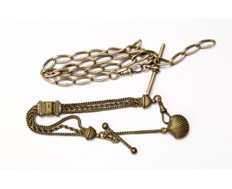 A silver Albert chain, a late 19th Century bracelet, with charms/additions 