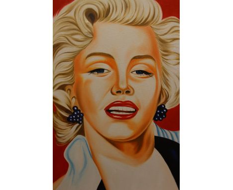 Hector "Monrock" Monroy (Mexican, Contemporary), oil on canvas, portrait of Marilyn Monroe. Signed. Approx. 65.5cm x 85.5cm (