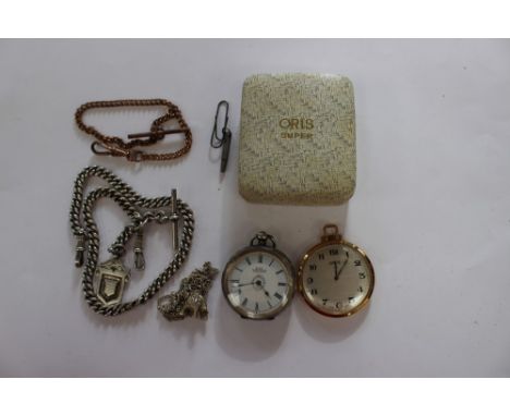 A 1970's pocket watch, in yellow metal; along with a Victorian silver ladies pocket watch, early 20th century, silver watch c