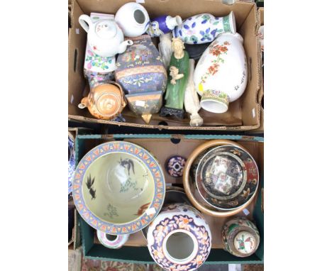  Vases, teapots, planter etc, (2 boxes)