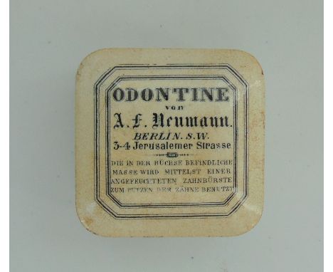 One Pottery  Advertising Pot Lid and Base  for the German MarketOdontine. A.F Neumann. Berlin. SWDate Circa 1880Size        6