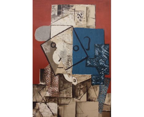 A lithograph after Picasso, 'Visage sur Fond Rouge', Estate Collection, bearing pencil inscription by Marina Picasso at lower