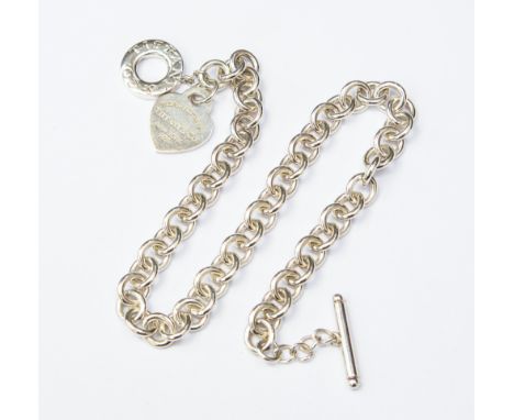 A Tiffany and Co silver chain necklace, with heart detail, 2.38 ozt approx, in original pouch