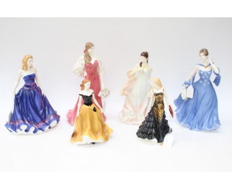 Six Royal Worcester lady figurines, With All My Heart, Moonlight & Roses, Faye, Jennifer, Hayley & Maura (6) 