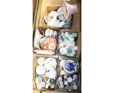 A quantity of ceramics to include a pair of Wedgwood Jasperware jugs, Royal Worcester Evesham and a Bakelite flask (five boxe